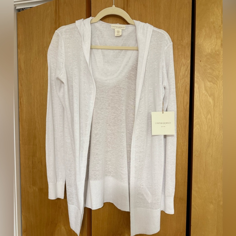 NWT!! Cynthia Rowley White Open-Front Cardigan Size XS